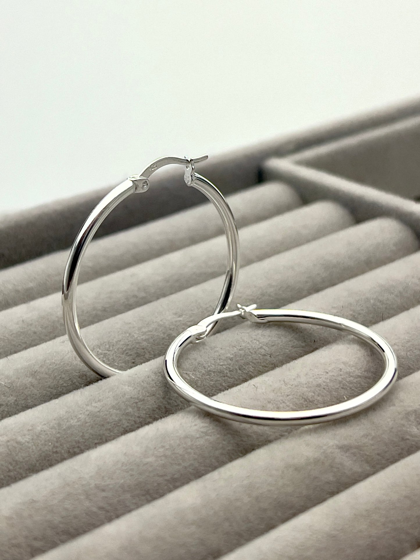 Thin Silver Hoops