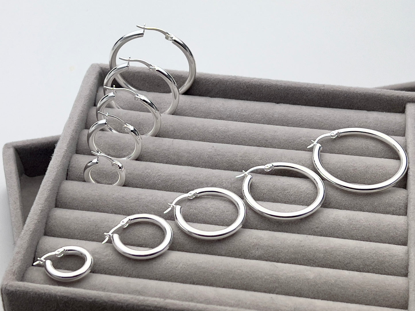 Thin Silver Hoops